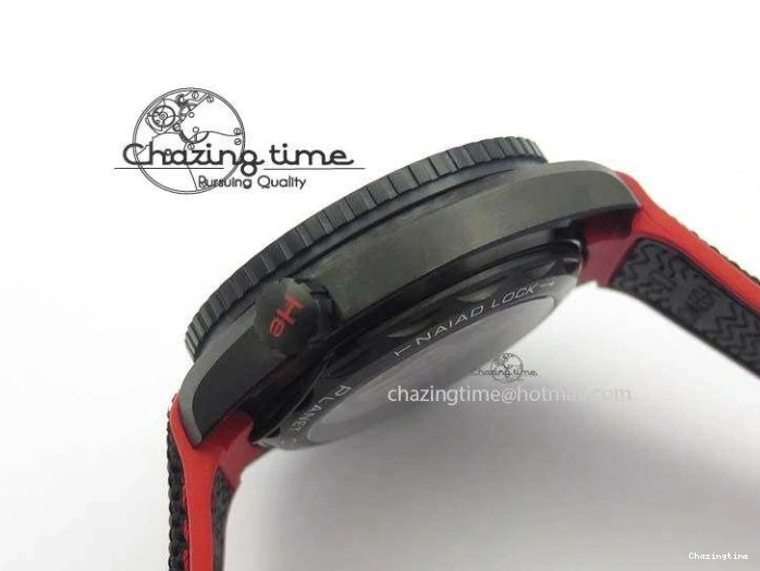 1225 SoftTouch Planet Ocean GMT 45mm DLC Red JHF Best Edition Black Dial On Rubber Strap A 8200